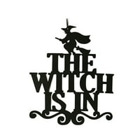 Табела на вратата на Хелоуин вещицата е в знак Черни думи Хелоуин закачалка за врати на вещица, окачена за вътрешна и външна декорация B