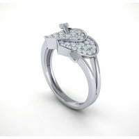 Естествен 0,5Carat кръгла изрязана диамант Prong Fancy Heart Bridal Anniversary Ring Band Solid 14K Gold FG vs
