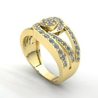 Естествено 2CTW кръгло отрязано диамантено дами булчински кръстосани годишнини годежен пръстен солидна 14k роза, бяло или жълто злато GH Si1