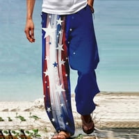 Cuoff панталони направо американски ден за независимост 3D отпечатани модни творчески ежедневни панталони сини m
