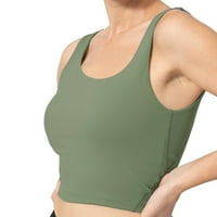 Пълни сутиени за поддръжка за жени зелени жени йога солидна без ръкаща студено рамо ежедневни резервоари блуза върхове интими m