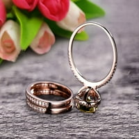 Milgrain Art Deco Trio Set 2. Карат шампанско диамант Moissanite годежен пръстен на 10K роза злато 8x круша форма Gemstone Halo Ring със съвпадаща лента изненадващо пръстен