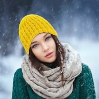 Дами шапки плътни цветове топла плетена плетена купчина пуловер шапка шапка с уютни стилни главни дърва