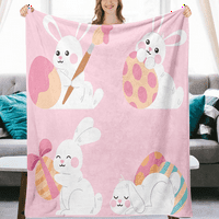 Пролетни декоративни хвърляния одеяло с калъфи за възглавници Лег диван Сол Ултра по-меко хвърляне на хвърляне на одеяло за великденски яйца за деца жени възрастн?