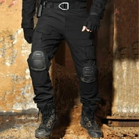 Дрехи пролет, AXXD Slim Zipper Wear-устойчив костюм Камуфлажен панталон Прочистване на карирани панталони за мъже Черно 14