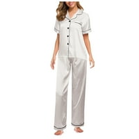 Бельо за жени Нощни пижама Нощни дрехи Бельо на халат Комплект нов бельо костюм сатен пижами с къси ръкави и панталони, свободни пижама