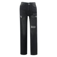 Echfiprom Y2K Vibe Women Fashion Casual Molid Color Jeans Pocket Pants Женски дънки Комфорт