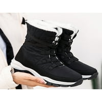 Tenmi жени снежни ботуши средна клечка топли обувки плюшени облицовани зимни ботуши FAU FAU WINKing Slip устойчиво небрежно черно 7