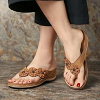Неплъзгащи се обувки, чехли за жени дамски ежедневни чехли Peep Toe Platform мека подметка с поддръжка на арка джапанки кафяви кафяви