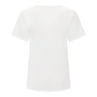 Дамски върхове на жените модни ежедневни кръгли шия великденски печат с къс ръкав тениска отгоре xxl