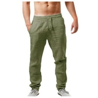 Aherbiu Мъжки памучни спални панталони плюс размер теглене с ниска талия прав крак панталони за мъже панталони панталони
