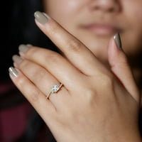 Принцеса отрязана пасианска моасанитен пръстен, байпас годеж със странични камъни, 14K жълто злато, САЩ 9.50