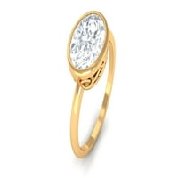Пръстен за солиантен пръстен с овална форма в стил Източен Запад - 2. CT, 14K жълто злато, САЩ 11.00