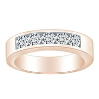 Карат кръг бял естествен диамант пет камъни годишнина сватбена лента пръстен 14k твърд розов златен пръстен размер-8
