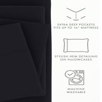 Comfort Canopy - Твърди черни листове от микрофибърни легла за спално бельо Twinxl с размер
