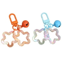 Ключовата верига на звездни и камбани за чай ключов ключ на клавиатурата за жени за жени, декорации за чанти за чанти - оранжево+синьо