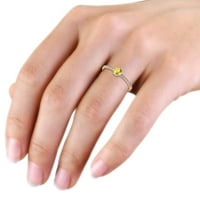Жълт сапфир и диамантен ореонен годежен пръстен 0. CT TW в 14K розово злато.size 9.0
