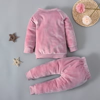 Odeerbi Суичър за малко дете деца Есента зима твърд цвят дълъг ръкав пуловер панталони Две деца дрехи розово