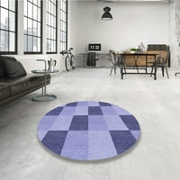 Ahgly Company Indoor Round шарени шисти Сини килими, 3 'кръг