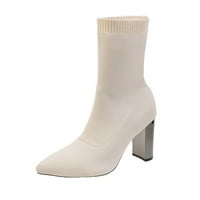 Ketyyh-chn женски ботуши пазят топли облицовани ботуши на глезена на открито пешеходни обувки бяло, 38