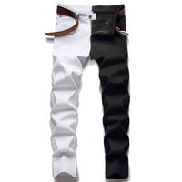 Мъжки панталони на Uorcsa тренировки за дънки за модни деним панталони с пълна дължина Разхлабени мъжки панталони Уайт размер XL