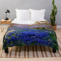 Bluebonnet Flannel хвърляне на одеяло красиви лилави цветя за диван легло диван крал в пълен размер уютен мек топло одеяло подаръци