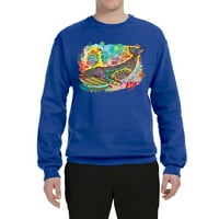 Дива Боби дъга боядисана син кит декан Russo Design Lover Animal Loyse Unise Crewneck Sweatshirt, кралска, малка