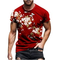 Мъжки ризи за флорална щампа на сакура 3d печат блуза Crewneck с къси ръкави върхове летни оферти редовно годни тениски ежедневни тениски меки удобни тийнейджъри вино xxxxxl