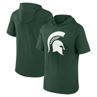 Мъжки фанатици Марка Green Michigan State Spartans Основно лого качулка тениска