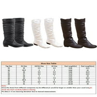 Difumos Fashion Knee High Commons Boots Slouch Chunky Heel Mid Calf Boots for Women White 41