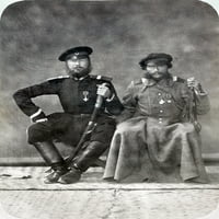 Руски офицери, 1870 г. NTWO Некомисирани офицери, един от войските на Оренбург Казак и един от сибирските казашки войски