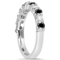 Pompeii 5 8ct черно -бял диамантен сватбен пръстен 14k бяло злато