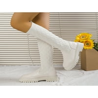 Tenmi Women Boots Chunky Platform Heel Sock Boot Elastic Fashion Booties Издърпайте топла ботуша ходене комфорт леки зимни обувки бежово 6