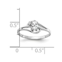 14k бяло злато 5x овален кубичен циркония истински диамантен пръстен