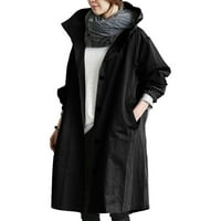 Pgeraug палта за жени свободни удобни палто с качулка изхожда дамски елегантни вятърни смола диво женско палто кокочен палта за жени черно 4xl