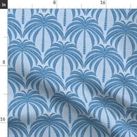 Памучен сатейн завивка покривка, двойни - палми синя природа тропическа текстура Мащабен крайбрежен печат по поръчка по спално бельо с лъжица