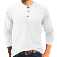 Риза за мъже пролет и есенна бутон Кръгла шия солиден цвят бутон с дълъг ръкав дъно риза бяла l