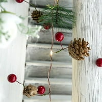 Novobey Christmas Ball String Lighting, Ft Коледни LED светлини Струп с звънец, борови конуси Декорация, за декор на Chrimstas Indoor