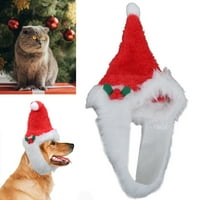 Коледна шапка за домашни любимци Кожа приятелски прекрасно куче Дядо Коледа с кука и контур за закрепване на брада за домашни любимци кучета