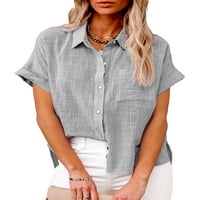 Жени джобни върхове разхлабени бизнес ризи Лапета шия на плаж блуза туника риза