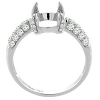 14k бяло злато естествено тюркоазен годежен пръстен Овал и диамантени акценти, размер 6