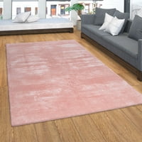 Paco Home Soft Waseable Area Rug с противоплъзгаща подложка в плътни цветове розово - 3'11 5'7