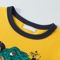 Модни тениски за модни тениски с къс ръкав деца деца бебе лято карикатура готино динозавър екипаж на тениски върхове тий тий жълти и бяло по избор в продължение на 2 години