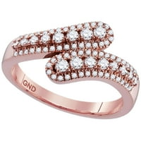 10k розово злато кръг диамант байпас лента пръстен cttw