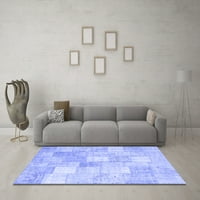 Ahgly Company Machine Wareable Indoor Rectangle Abstract Blue Contemporary Area Rugs, 8 '12'