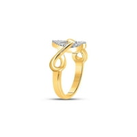 10kt жълто злато дамски кръг диамант безкрайност Twist Heart Ring Cttw
