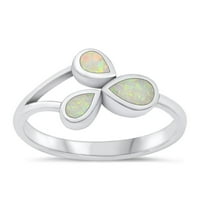 Вашият цвят бял симулиран пръстен на Opal Wholesale. Sterling Silver TearShrap Band CZ женски размер 6