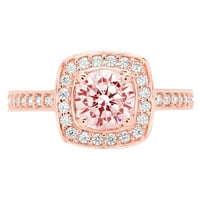 1. CT Brilliant Round Cut Clear Simulated Diamond 18K Rose Gold Halo Solitaire с акценти пръстен SZ 4.25