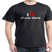 Cafepress - Обичам [сърце] черни момичета тъмна тениска - памучна тениска