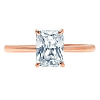 1. CT Brilliant Radiant Cut Clear Simulated Diamond 18K Rose Gold Politaire Ring SZ 7